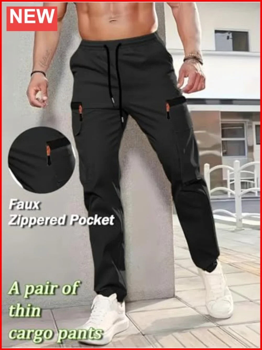 Lightweight Quick-Dry Hiking Cargo Pants Elastic Waist Joggers